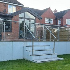 Glass Balustrade with Double Gates to a Raised Patio (Rotherham)